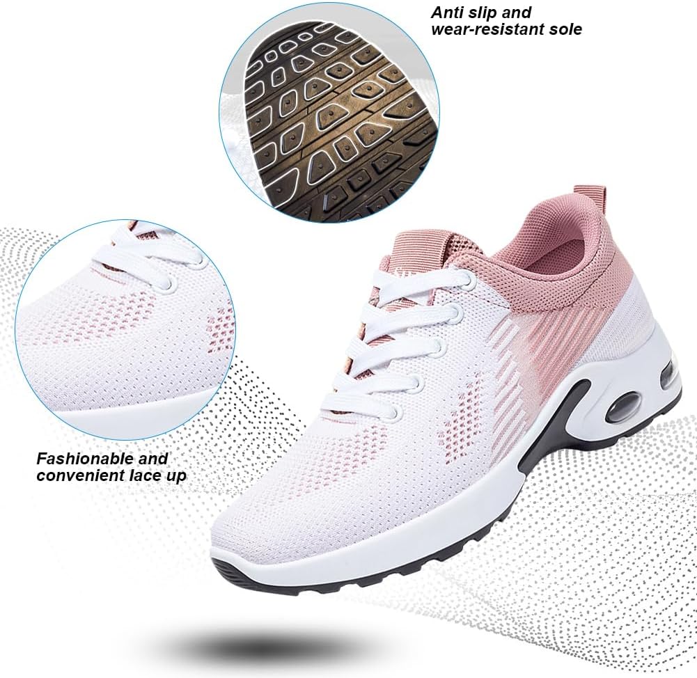ne Women Sneakers Air Cushion Running Shoes Lightweight Tennis Walking Shoes Mesh Breathable Gym Work Fashion Sneakers Athletic Comfortable Casual