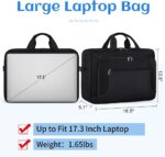 Laptop Bag 17.3 Inch Laptop Briefcase Large Waterproof Laptop Case for Men Women Business Office Work Computer Bag 17 Inch Adjustable Shoulder Messenger Bag, Black - Image 2