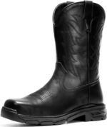 Cowboy Work Boots for Men Square Toe Leather Western Boot Slip Resistant Indestructable Steel Toe Safety Boots for Men  Series