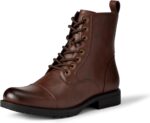 Men's Cap Toe Lace Up Combat Boots With Zipper