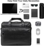 Leather Laptop Bag, Men's 15.6 Inche 17.3 Inche Messenger Briefcase Business Satchel Computer Handbag Shoulder Bag - Image 2