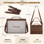 Mens Messenger Bag 17 Inch Waterproof Vintage Leather Laptop Briefcase Large Computer Laptop Bag Satchel Bag Retro Shoulder Bag,Brown - Image 2