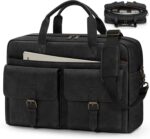 Messenger Bag for Men 16 Inch Leather Laptop Bags Work Computer Briefcase Vintage Mens Satchel Shoulder Bag for Work, Office, Business, Travel, Black