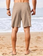 Mens Casual Waffle Shorts Elastic Waist Summer Beach Shorts 7" Workout Sweat Shorts - Image 2