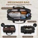Messenger Bag for Men 16 Inch Leather Laptop Bags Work Computer Briefcase Vintage Mens Satchel Shoulder Bag for Work, Office, Business, Travel, Black - Image 2
