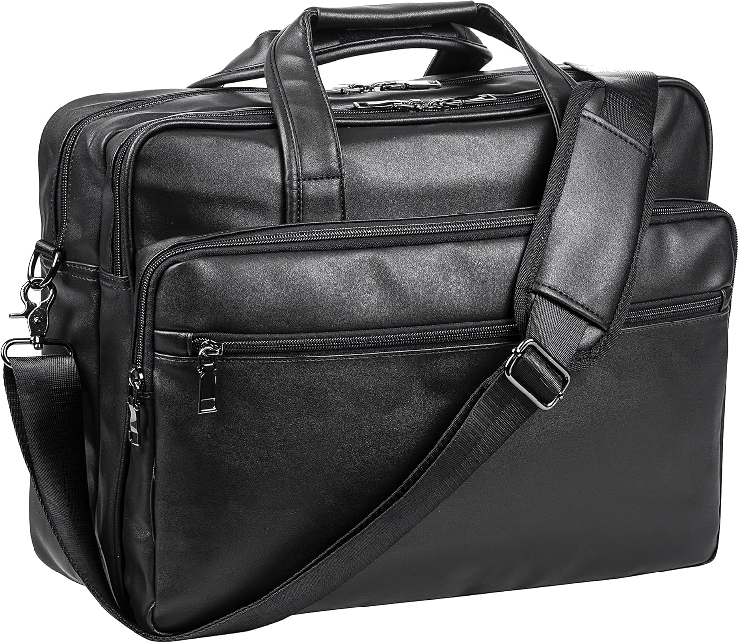 91lN4QUlZUS._AC_SL1500_.jpg Leather Laptop Bag, Men's 15.6 Inche 17.3 Inche Messenger Briefcase Business Satchel Computer Handbag Shoulder Bag - Image 1
